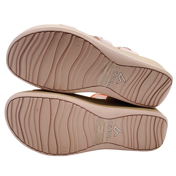 Vionic Misty Light Pink Leather Strappy Comfort Orthotic Wedge Sandal - Picture 6 of 8
